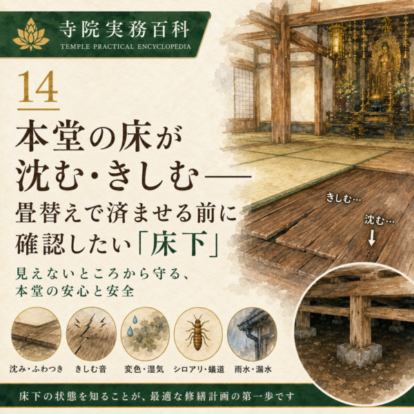 13｜本堂の床が沈む・きしむ——畳替えで済ませる前に確認したい「床下」